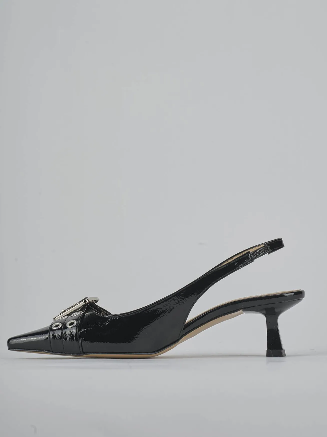 Slingback tacco 7cm vernice nero