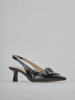 Slingback tacco 7cm vernice nero