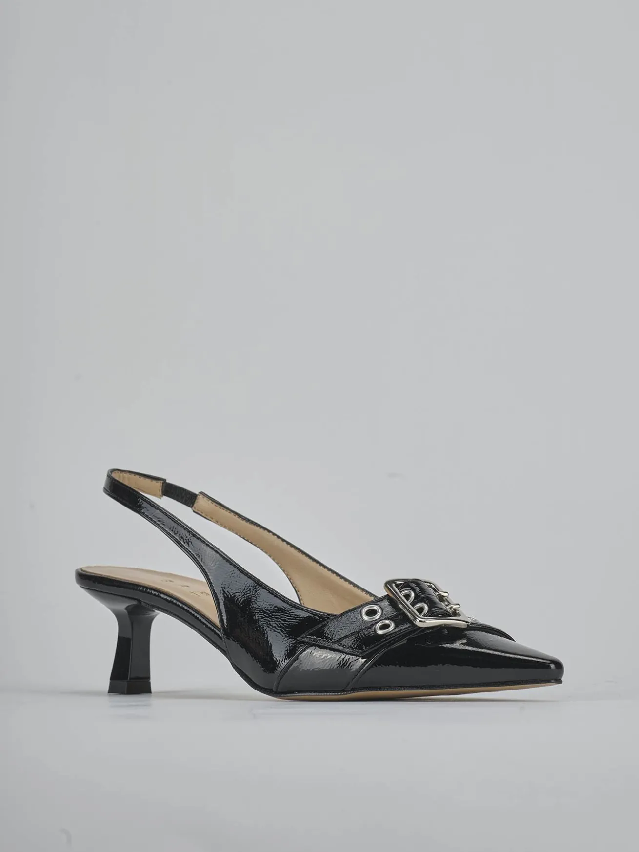 Slingback tacco 7cm vernice nero