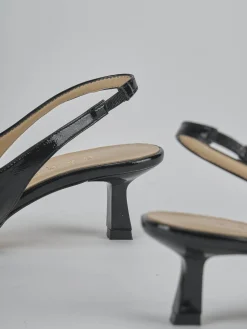 Slingback tacco 7cm vernice nero