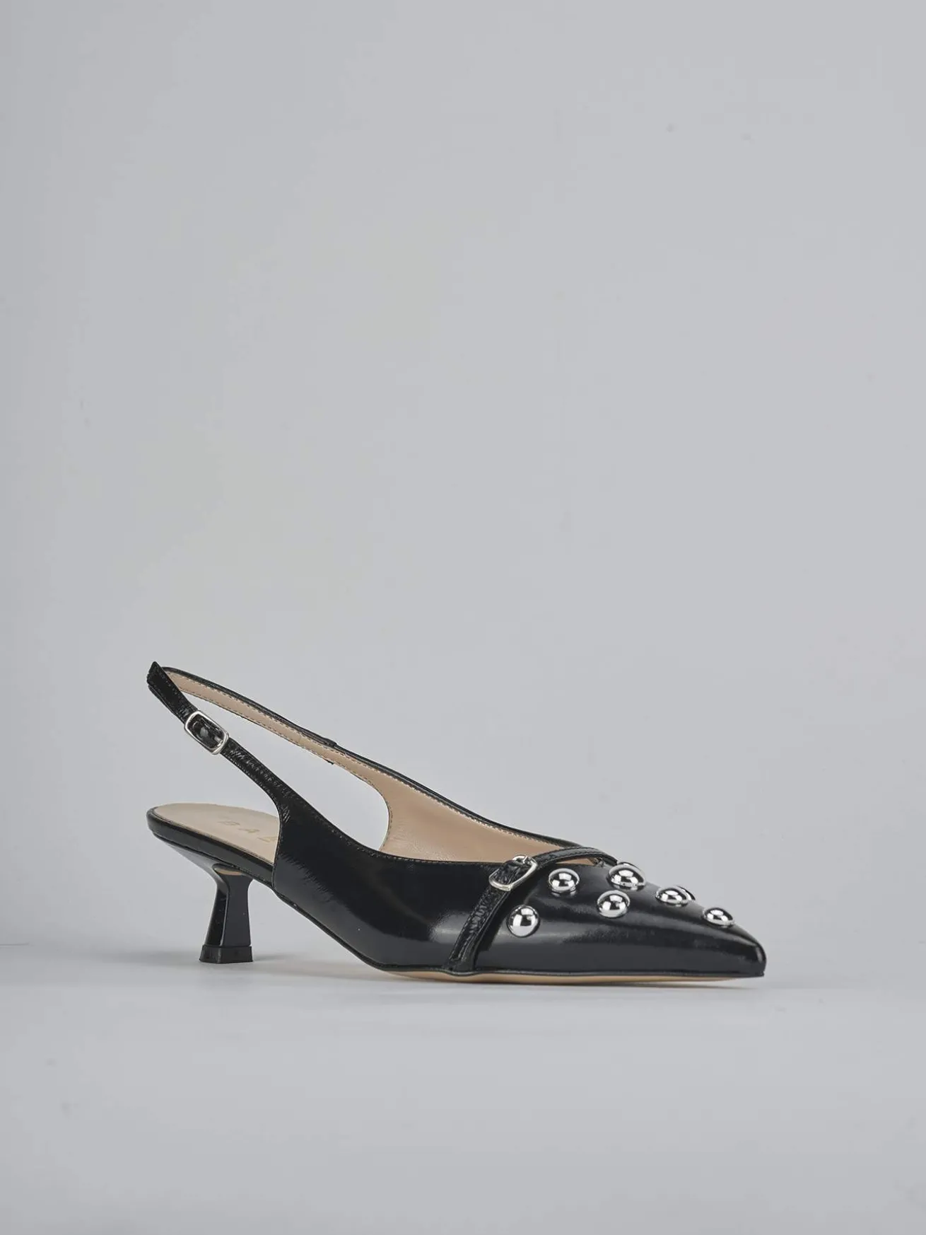 Slingback tacco 5cm vernice nero
