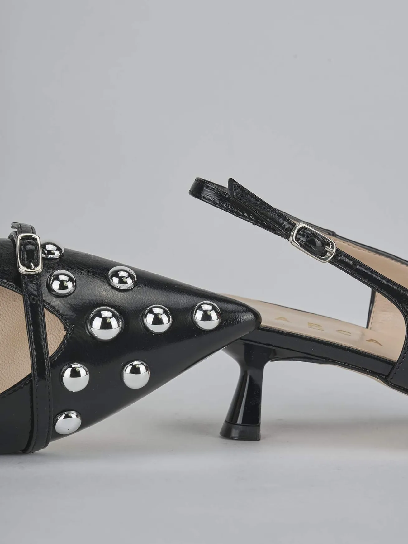 Slingback tacco 5cm vernice nero