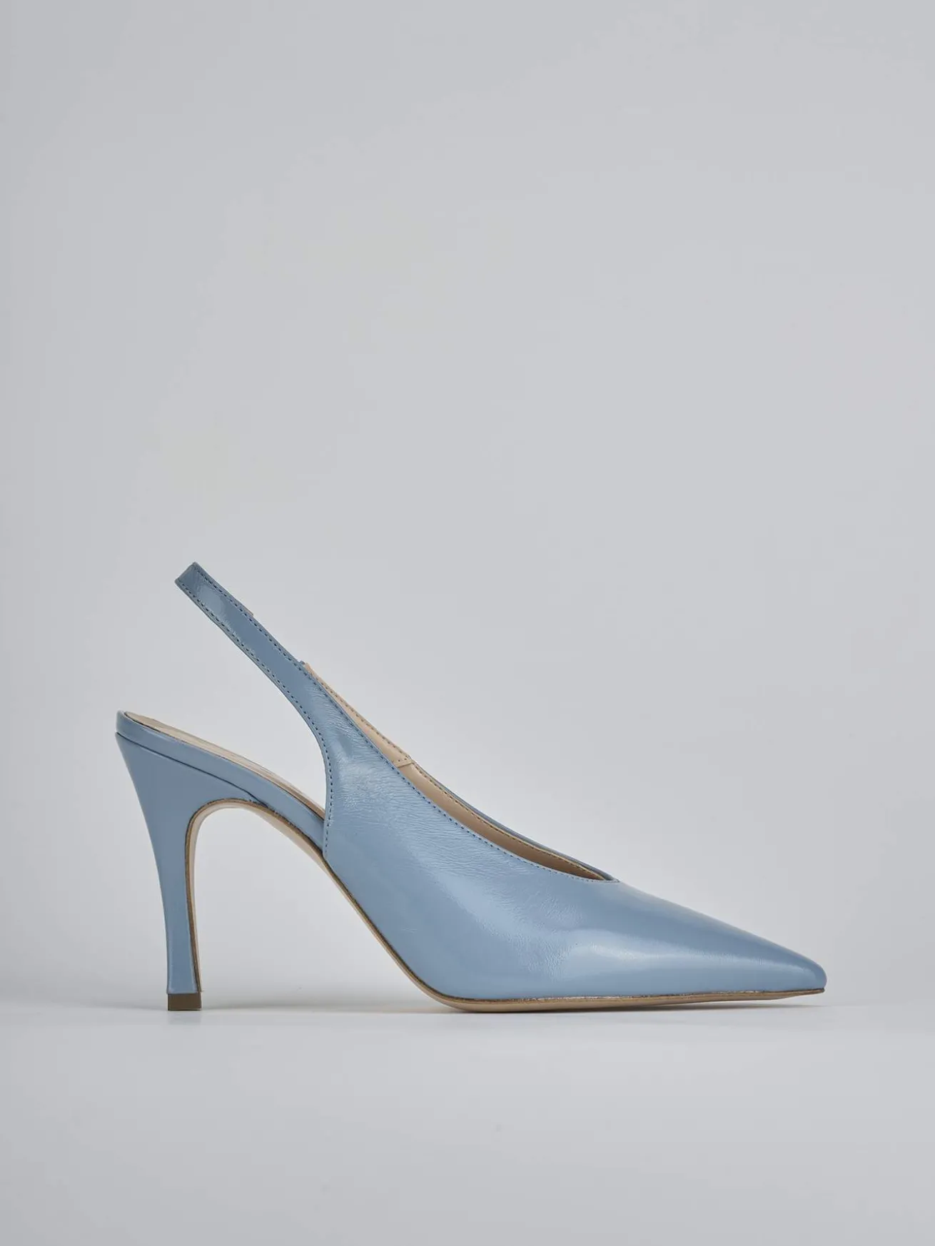 Slingback tacco 9cm vernice azzurro