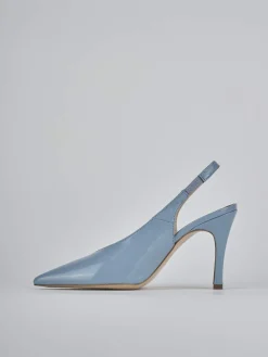 Slingback tacco 9cm vernice azzurro