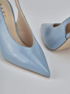 Slingback tacco 9cm vernice azzurro