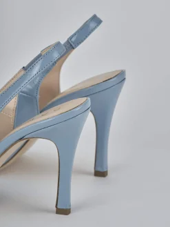 Slingback tacco 9cm vernice azzurro