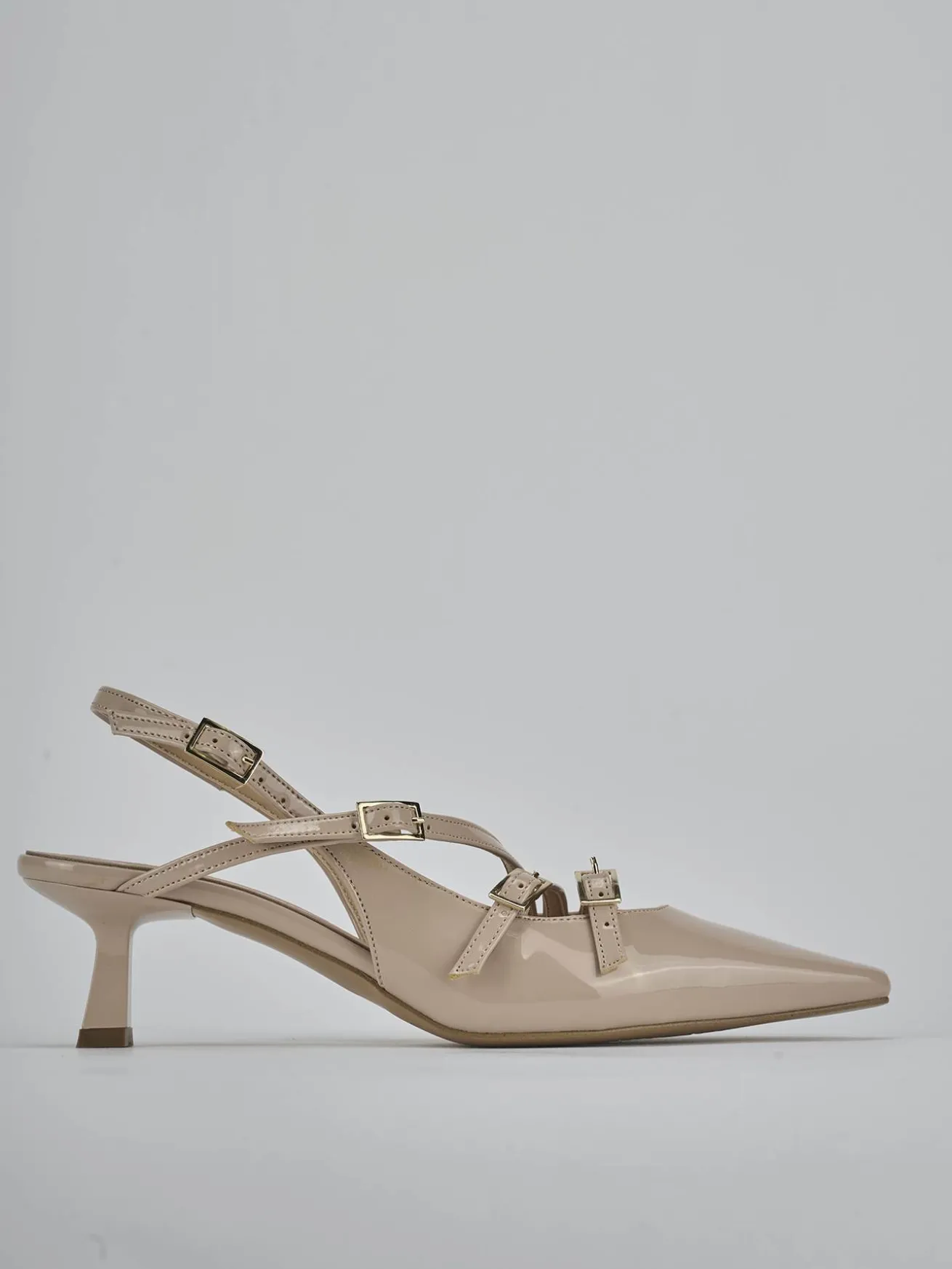 Slingback tacco 7cm vernice beige