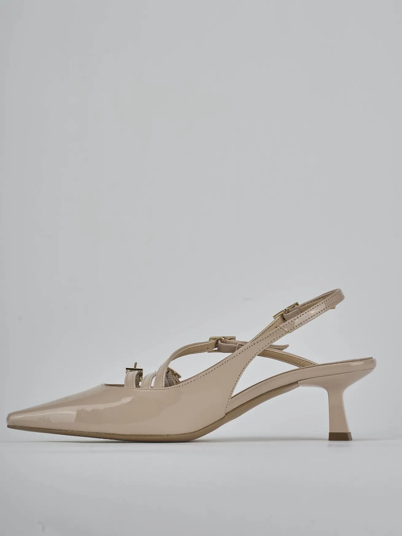 Slingback tacco 7cm vernice beige