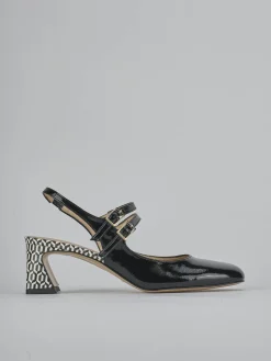 Slingback tacco 5cm vernice nero