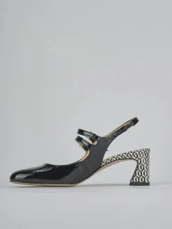 Slingback tacco 5cm vernice nero