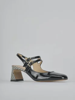 Slingback tacco 5cm vernice nero