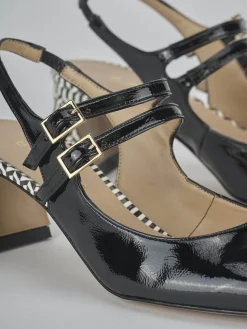 Slingback tacco 5cm vernice nero