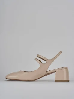 Slingback tacco 5cm vernice beige