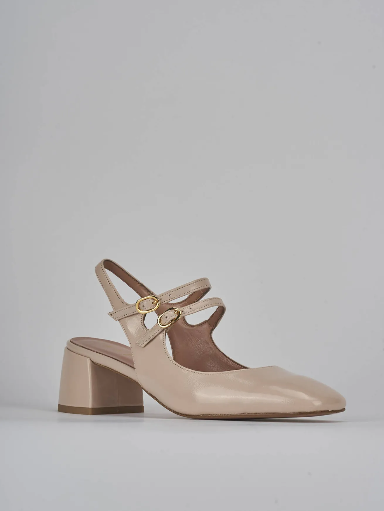 Slingback tacco 5cm vernice beige