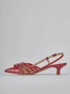 Slingback tacco 4cm vernice rosso