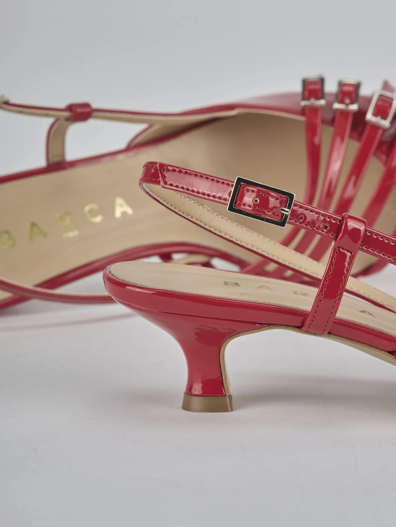 Slingback tacco 4cm vernice rosso