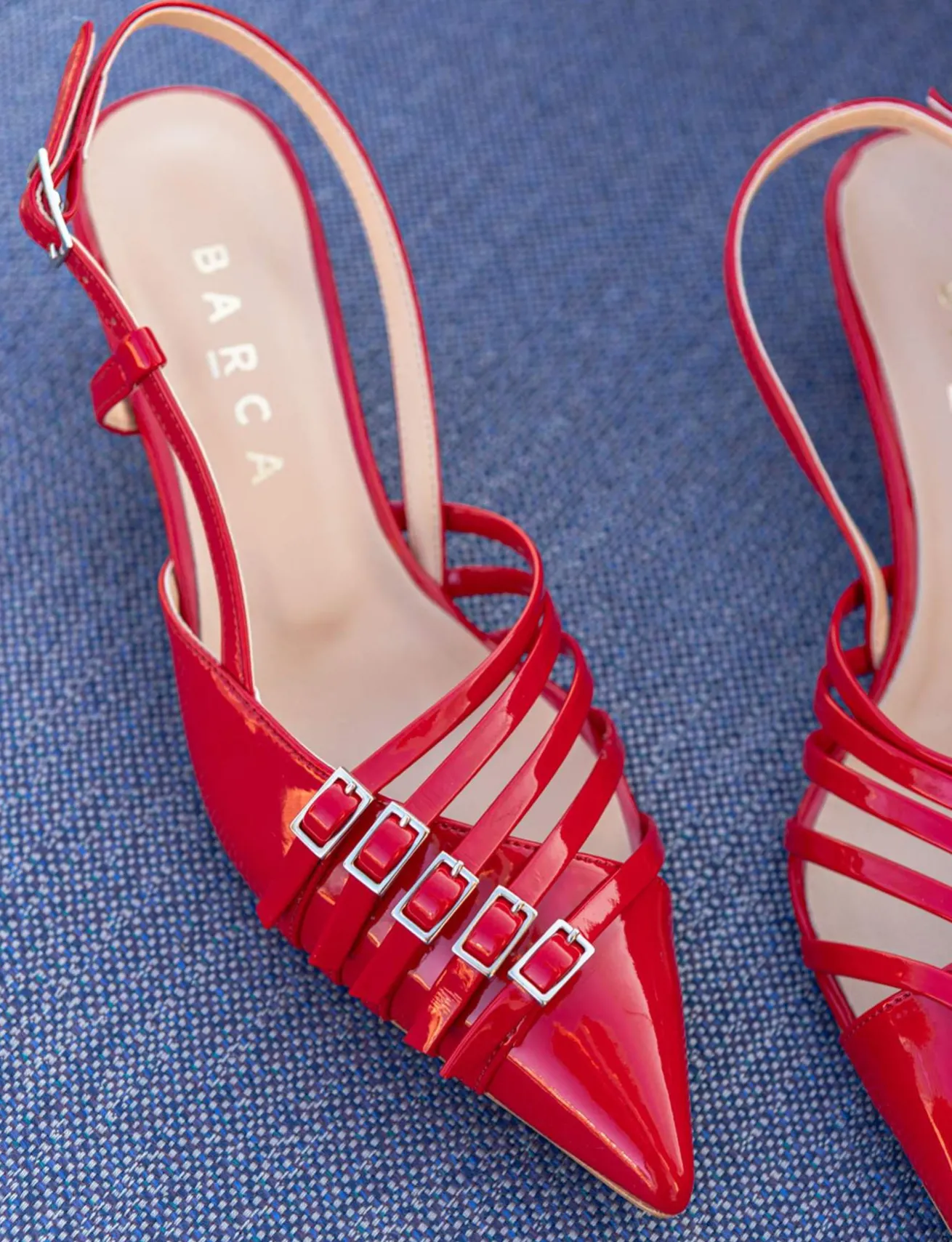 Slingback tacco 4cm vernice rosso