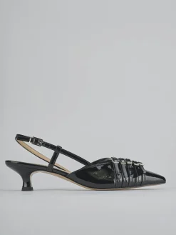 Slingback tacco 4cm vernice nero