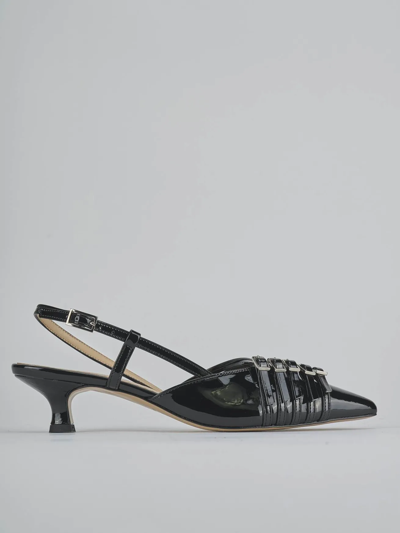 Slingback tacco 4cm vernice nero