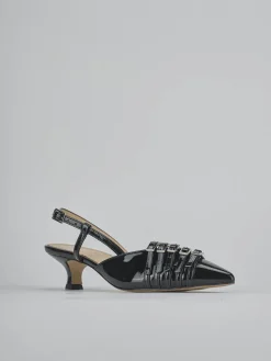 Slingback tacco 4cm vernice nero