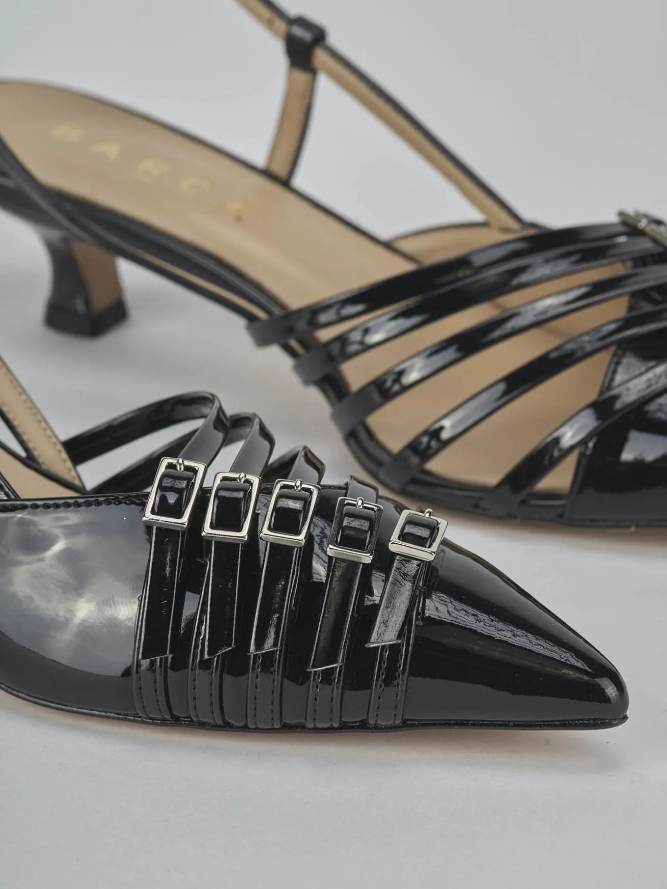 Slingback tacco 4cm vernice nero