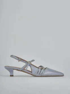 Slingback tacco 3cm vernice azzurro