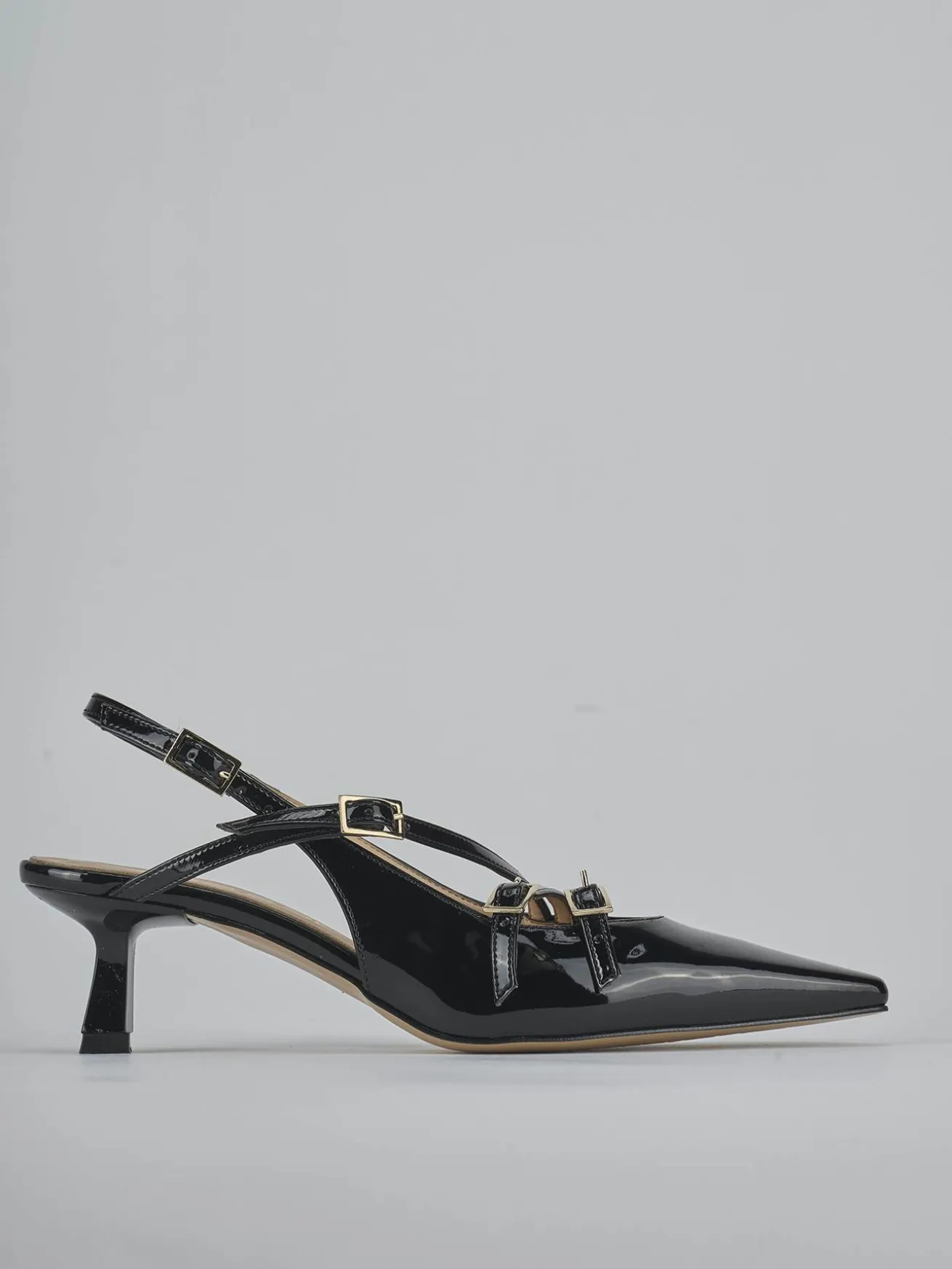 Slingback tacco 7cm vernice nero