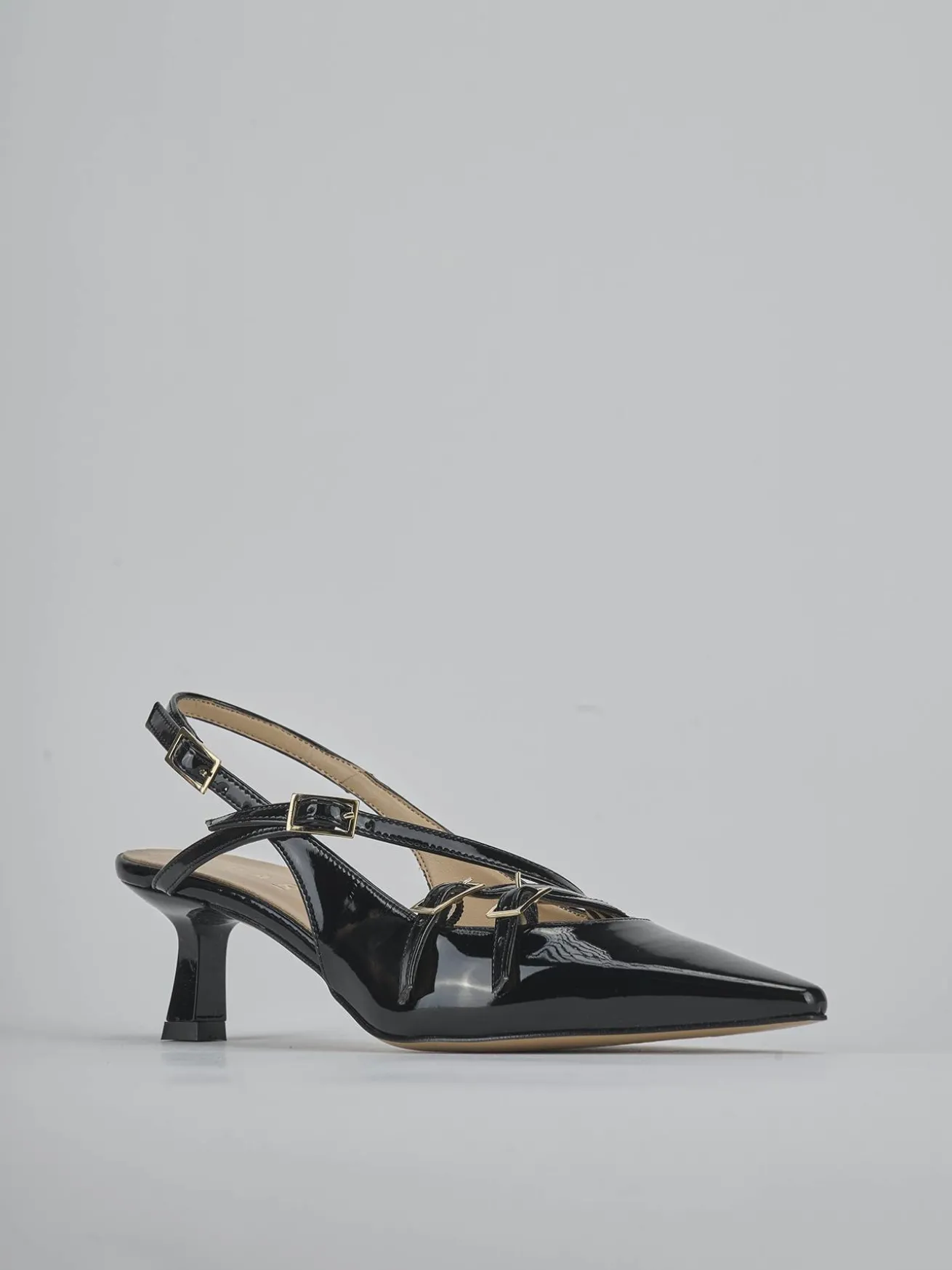 Slingback tacco 7cm vernice nero