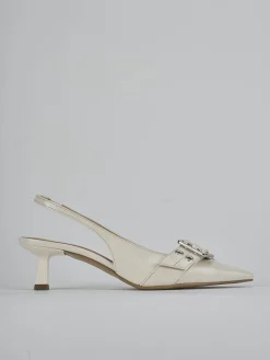 Slingback tacco 7cm vernice bianco