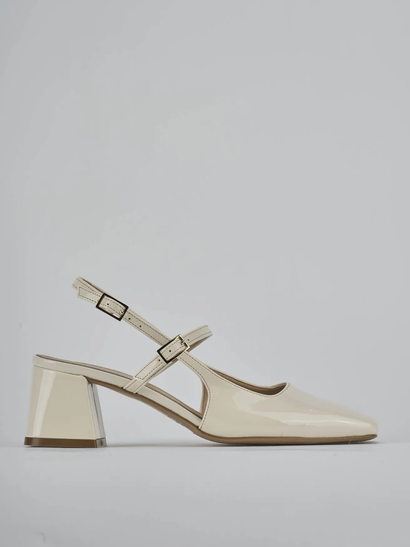 Slingback tacco 5cm vernice bianco