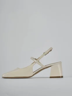 Slingback tacco 5cm vernice bianco