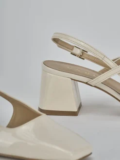 Slingback tacco 5cm vernice bianco