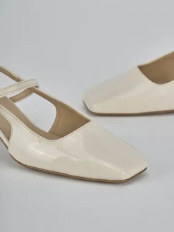 Slingback tacco 5cm vernice bianco