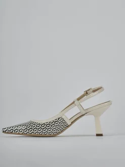 Slingback tacco 7cm vernice bianco