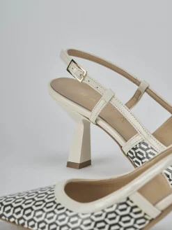 Slingback tacco 7cm vernice bianco