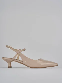 Slingback tacco 4cm vernice beige