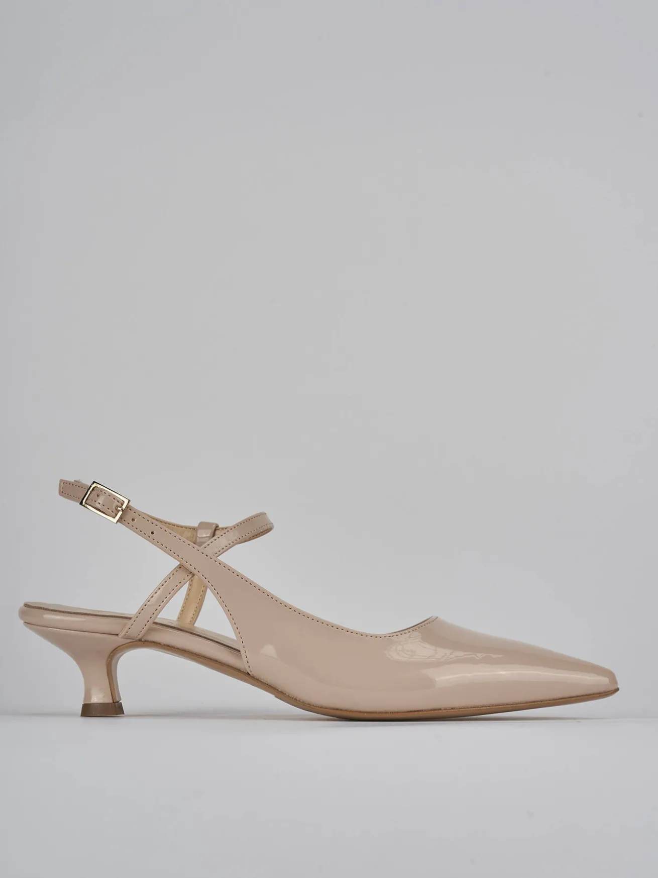 Slingback tacco 4cm vernice beige