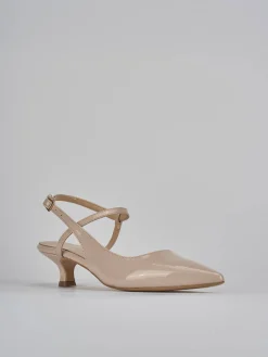 Slingback tacco 4cm vernice beige