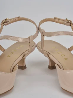 Slingback tacco 4cm vernice beige
