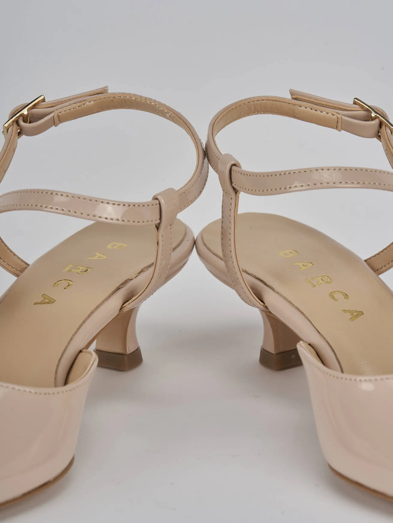 Slingback tacco 4cm vernice beige