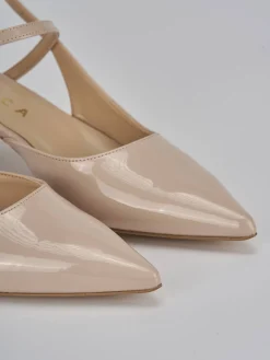 Slingback tacco 4cm vernice beige