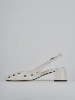 Slingback tacco 5cm vernice beige