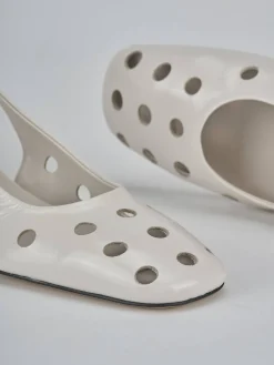 Slingback tacco 5cm vernice beige