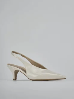 Slingback tacco 4cm vernice bianco