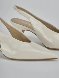 Slingback tacco 4cm vernice bianco