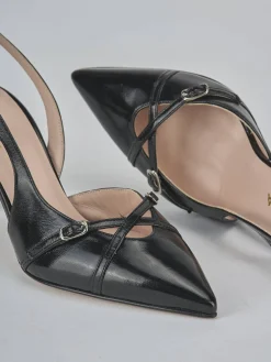 Slingback tacco 7cm vernice nero
