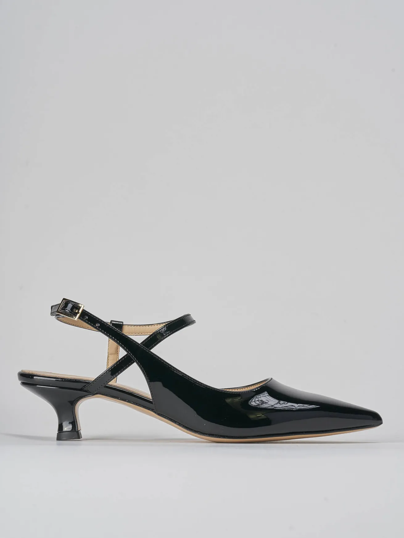 Slingback tacco 4cm vernice nero