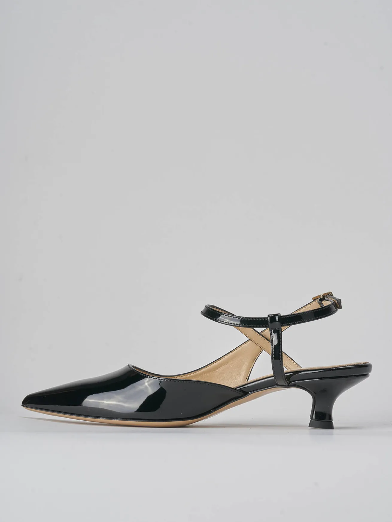 Slingback tacco 4cm vernice nero