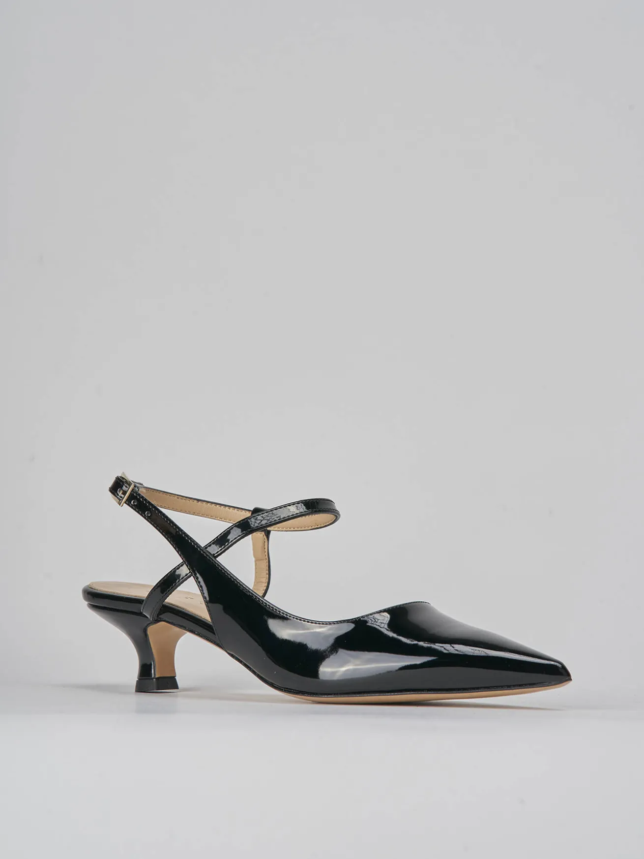 Slingback tacco 4cm vernice nero