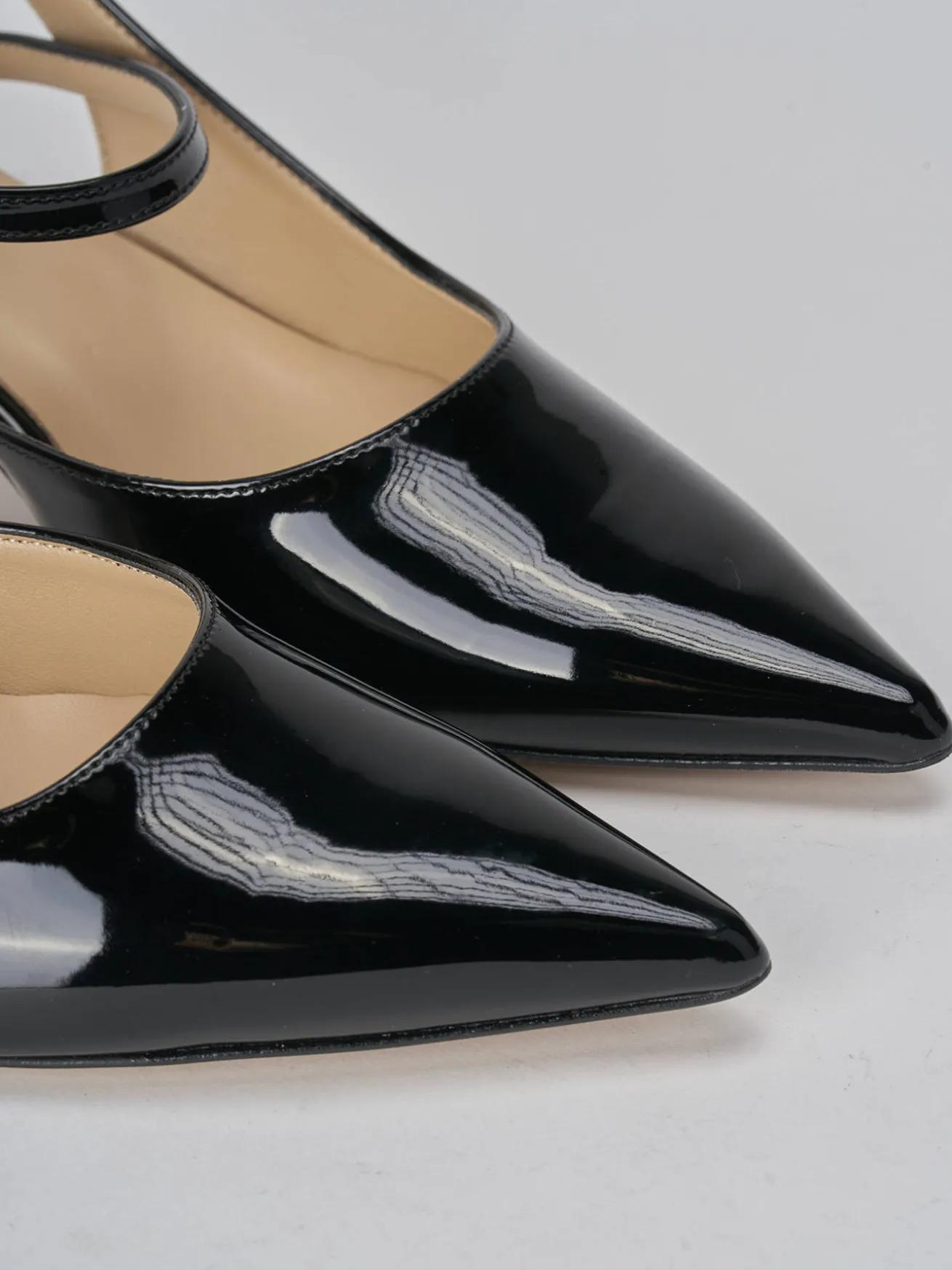 Slingback tacco 4cm vernice nero